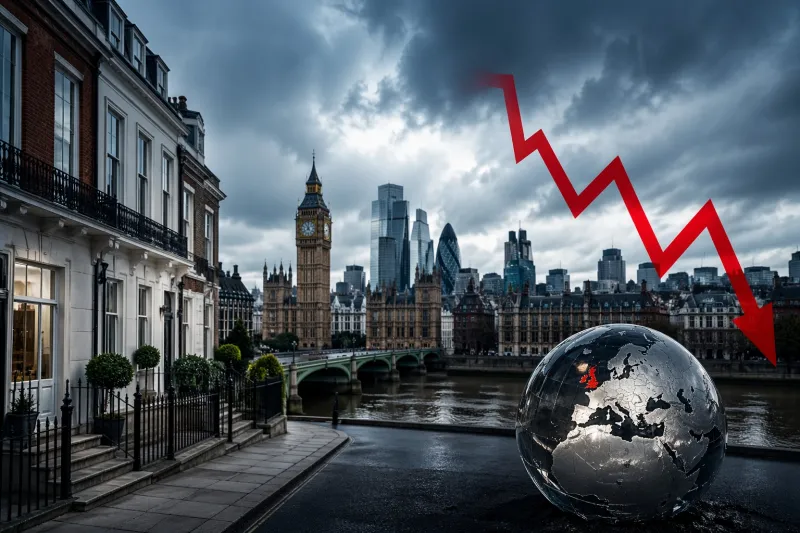 London skyline and financial decline