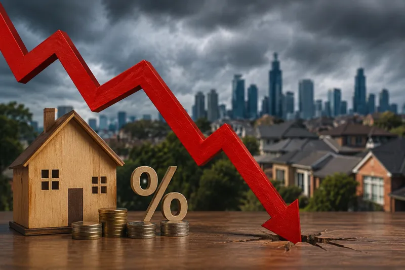 Housing market decline symbolized visually