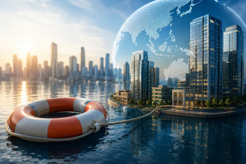 Global business in a serene sunset