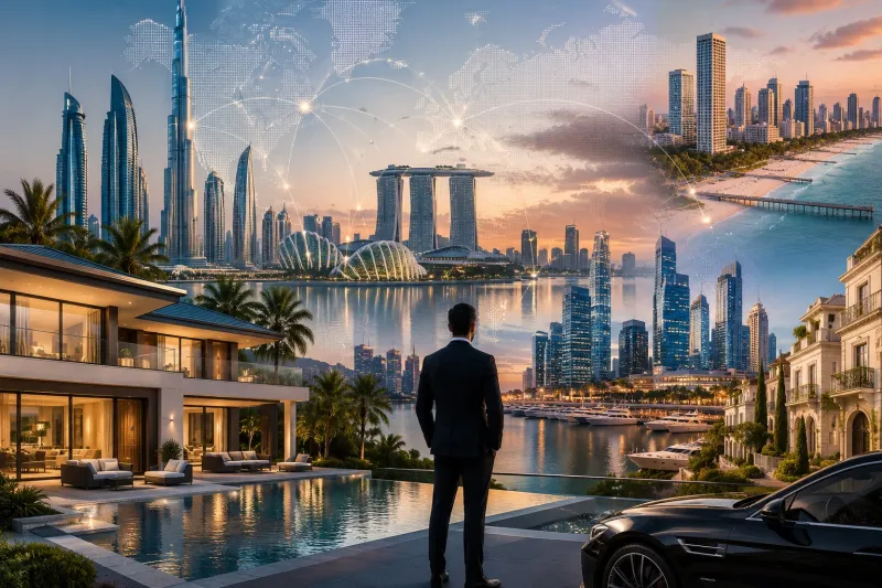 Luxury skyline at golden hour
