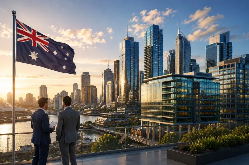 Golden hour in an Australian city