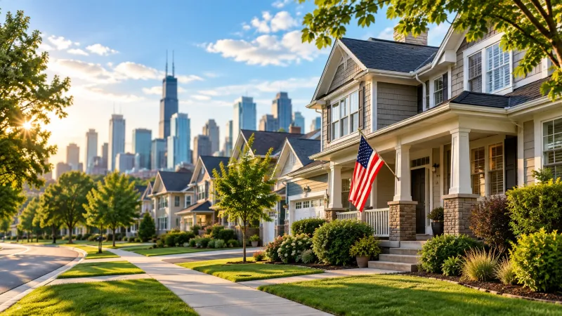 Sunlit Suburban Homes Near Skyline