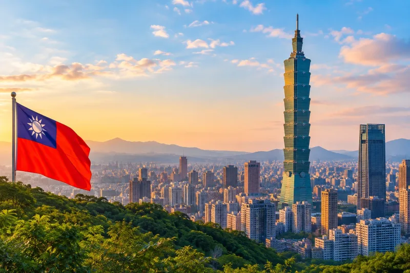 Taipei Skyline with Taiwanese Flag